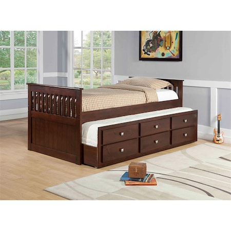 Donco Kids Mission Captains Trundle Bed With Storage - Twin, Dark Cappuccino PD_303TCP